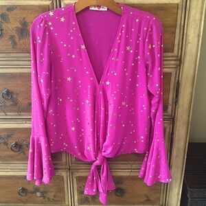 Buddy Love Hot Pink Top with Gold Stars